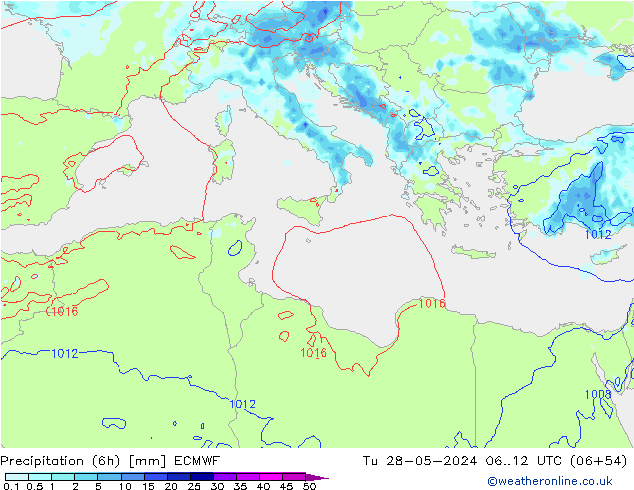 Z500/Rain (+SLP)/Z850 ECMWF mar 28.05.2024 12 UTC