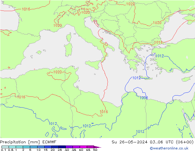 Precipitation ECMWF Su 26.05.2024 06 UTC