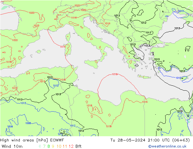 High wind areas ECMWF Tu 28.05.2024 21 UTC