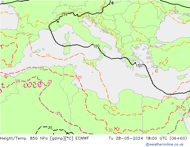 Z500/Rain (+SLP)/Z850 ECMWF mar 28.05.2024 18 UTC