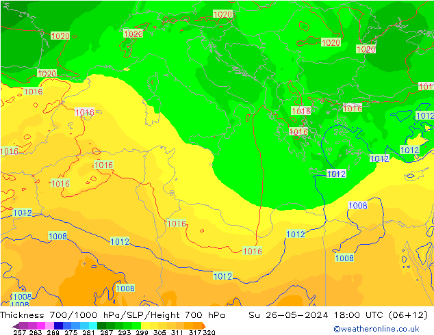 Thck 700-1000 hPa ECMWF dom 26.05.2024 18 UTC