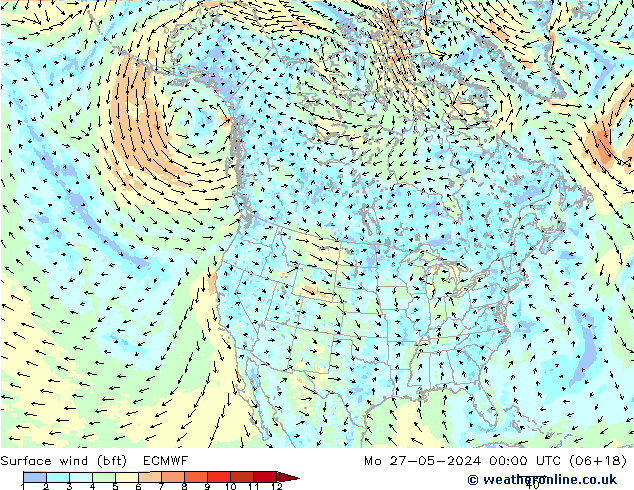 Wind 10 m (bft) ECMWF ma 27.05.2024 00 UTC