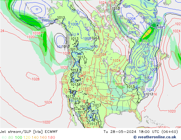 Straalstroom/SLP ECMWF di 28.05.2024 18 UTC