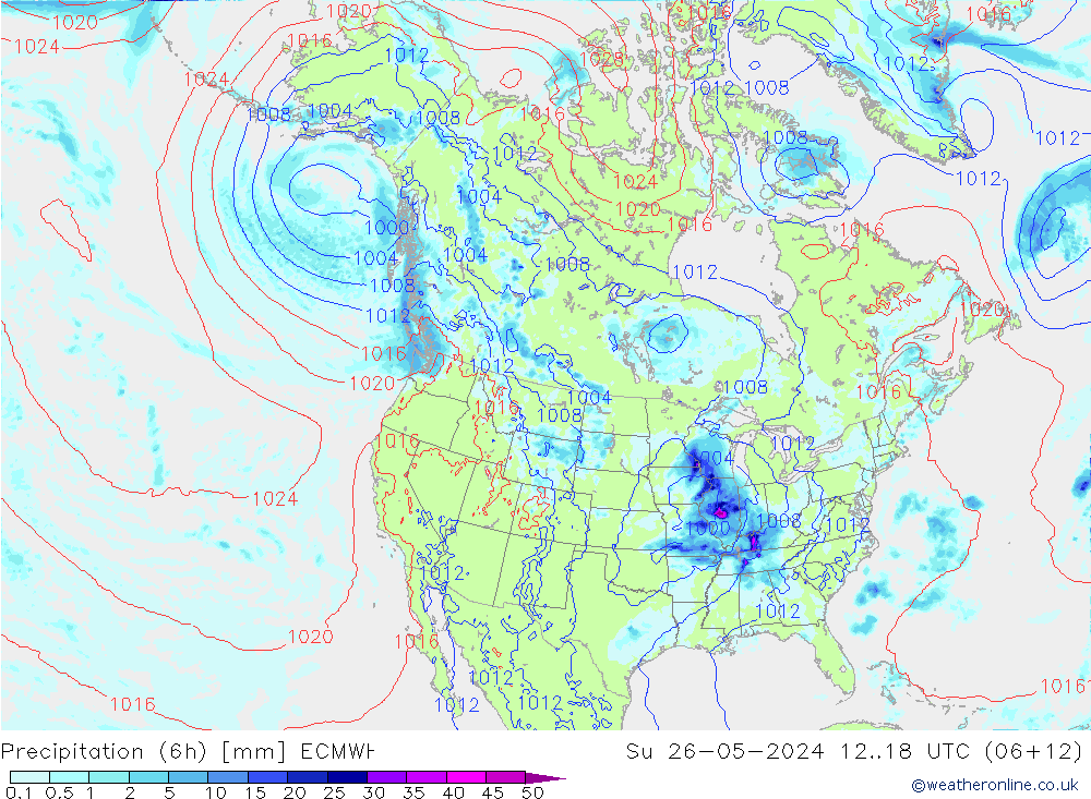 Z500/Rain (+SLP)/Z850 ECMWF So 26.05.2024 18 UTC