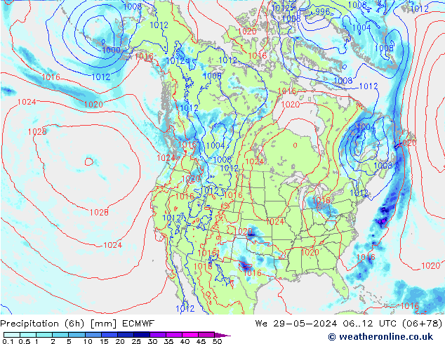 Z500/Rain (+SLP)/Z850 ECMWF We 29.05.2024 12 UTC