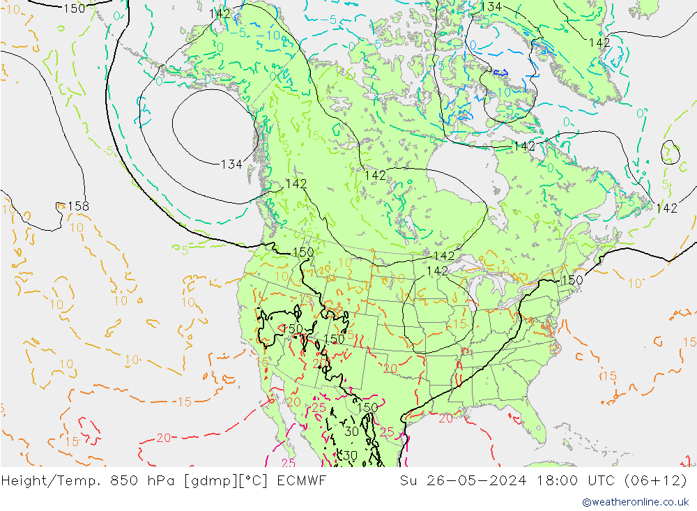 Z500/Rain (+SLP)/Z850 ECMWF So 26.05.2024 18 UTC