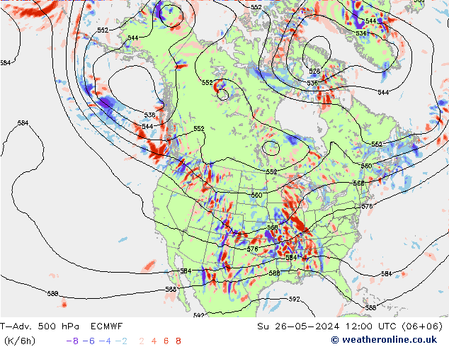 T-Adv. 500 hPa ECMWF So 26.05.2024 12 UTC