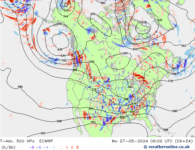 T-Adv. 500 hPa ECMWF pon. 27.05.2024 06 UTC