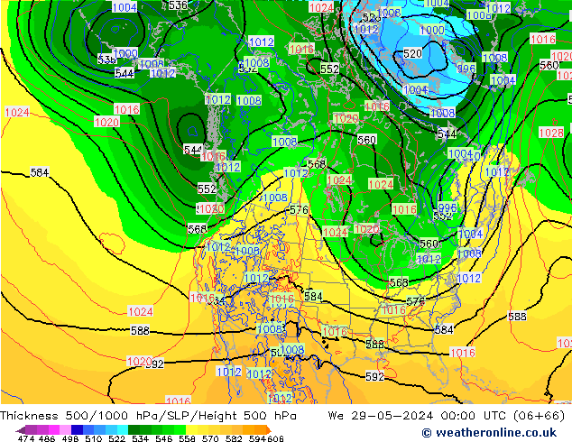 Dikte 500-1000hPa ECMWF wo 29.05.2024 00 UTC