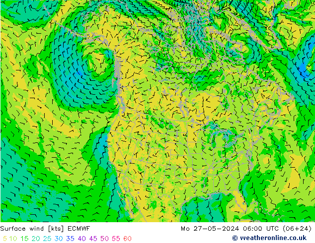 ветер 10 m ECMWF пн 27.05.2024 06 UTC