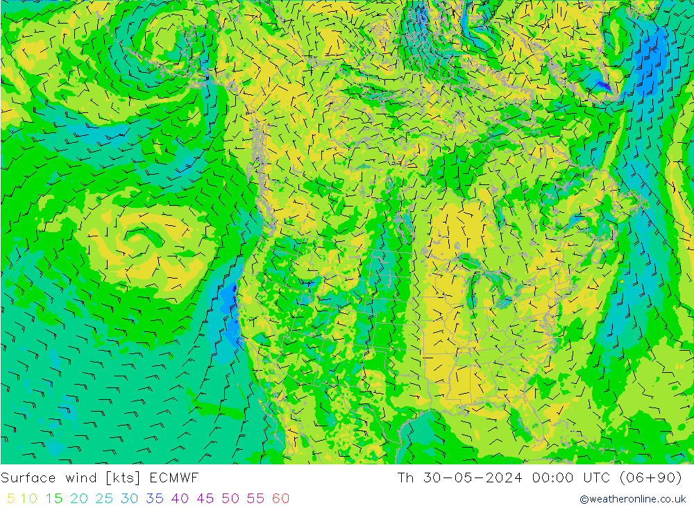 Rüzgar 10 m ECMWF Per 30.05.2024 00 UTC