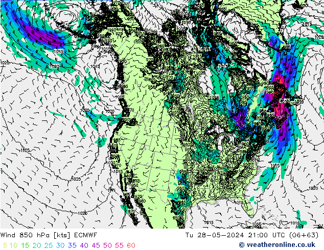 Wind 850 hPa ECMWF di 28.05.2024 21 UTC