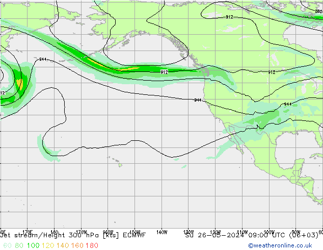 Jet stream/Height 300 hPa ECMWF Su 26.05.2024 09 UTC