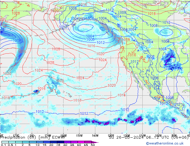 Z500/Rain (+SLP)/Z850 ECMWF dom 26.05.2024 12 UTC