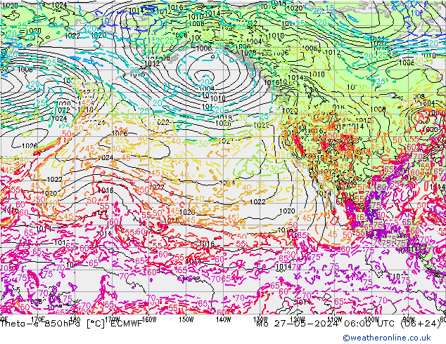 Theta-e 850hPa ECMWF Mo 27.05.2024 06 UTC