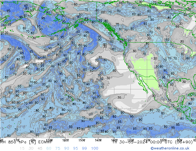 RH 850 hPa ECMWF Th 30.05.2024 00 UTC