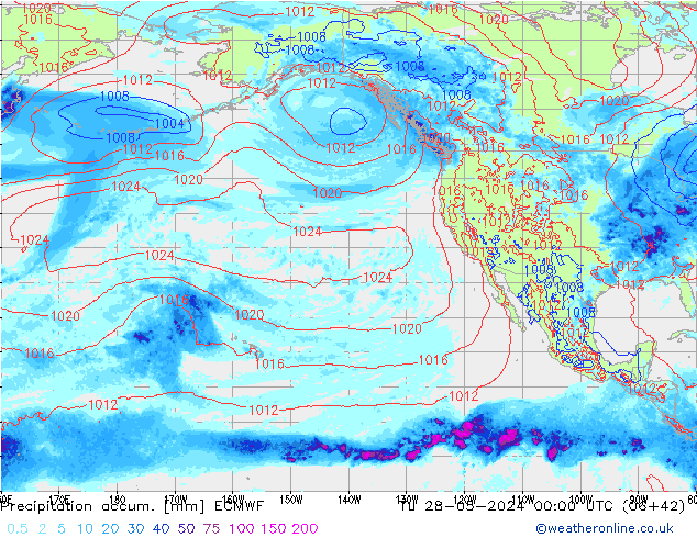 Precipitation accum. ECMWF Tu 28.05.2024 00 UTC