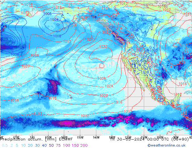 Precipitación acum. ECMWF jue 30.05.2024 00 UTC