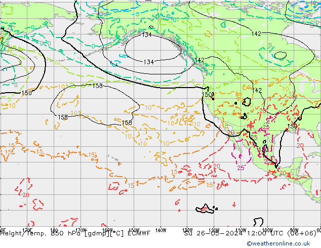 Z500/Rain (+SLP)/Z850 ECMWF dom 26.05.2024 12 UTC