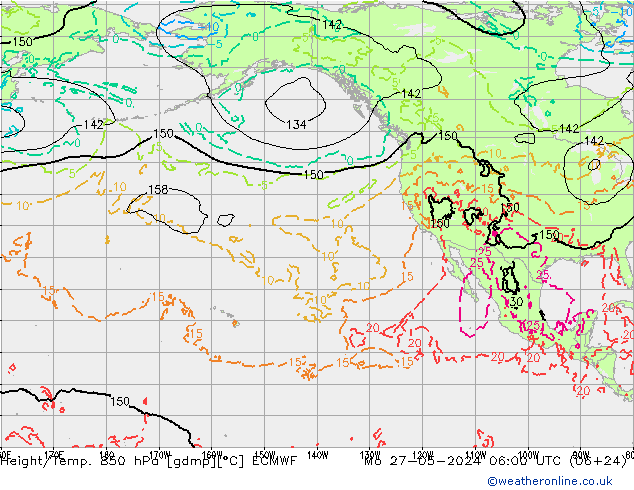 Z500/Rain (+SLP)/Z850 ECMWF  27.05.2024 06 UTC