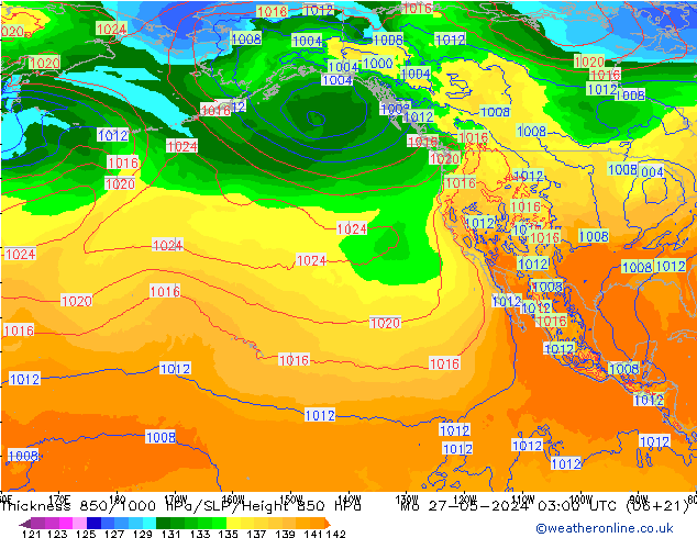 Thck 850-1000 hPa ECMWF Po 27.05.2024 03 UTC