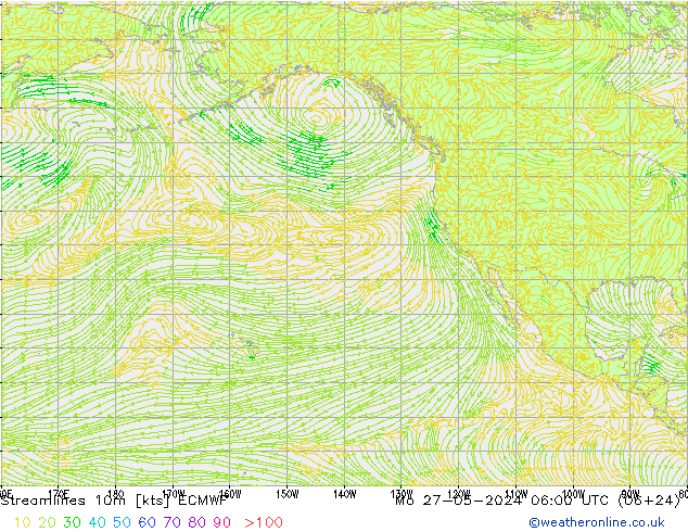 Streamlines 10m ECMWF Mo 27.05.2024 06 UTC