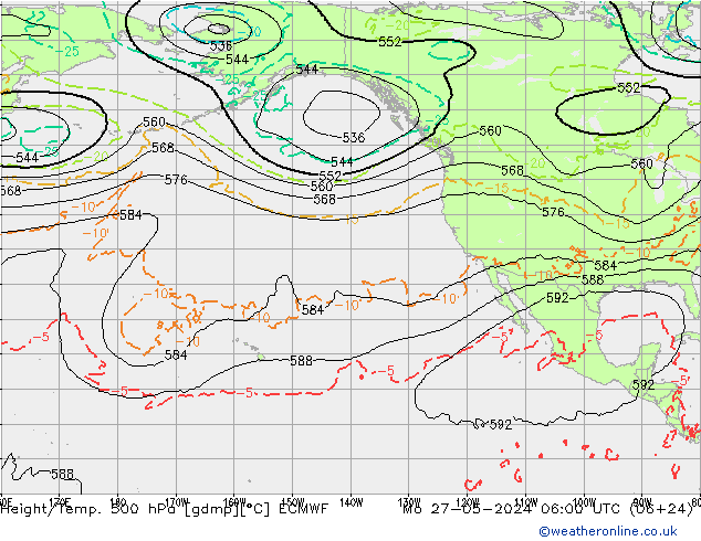 Z500/Rain (+SLP)/Z850 ECMWF  27.05.2024 06 UTC