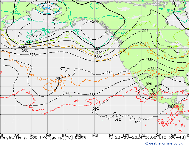 Z500/Rain (+SLP)/Z850 ECMWF Ter 28.05.2024 06 UTC