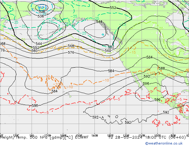 Height/Temp. 500 hPa ECMWF Tu 28.05.2024 18 UTC