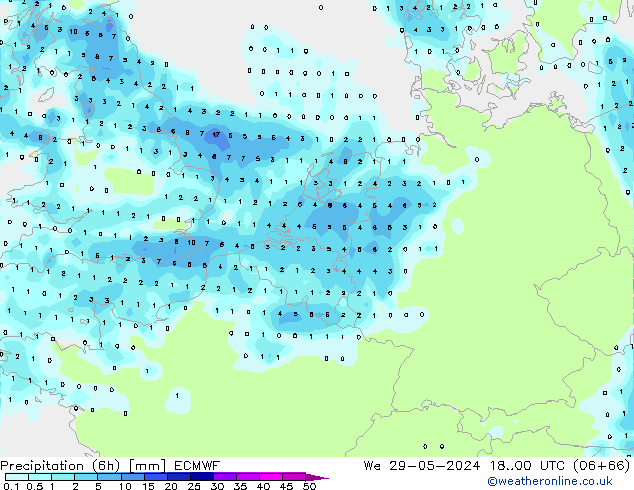 Z500/Yağmur (+YB)/Z850 ECMWF Çar 29.05.2024 00 UTC