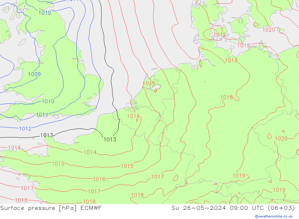 Surface pressure ECMWF Su 26.05.2024 09 UTC