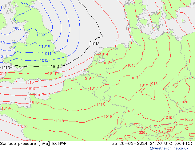 Surface pressure ECMWF Su 26.05.2024 21 UTC