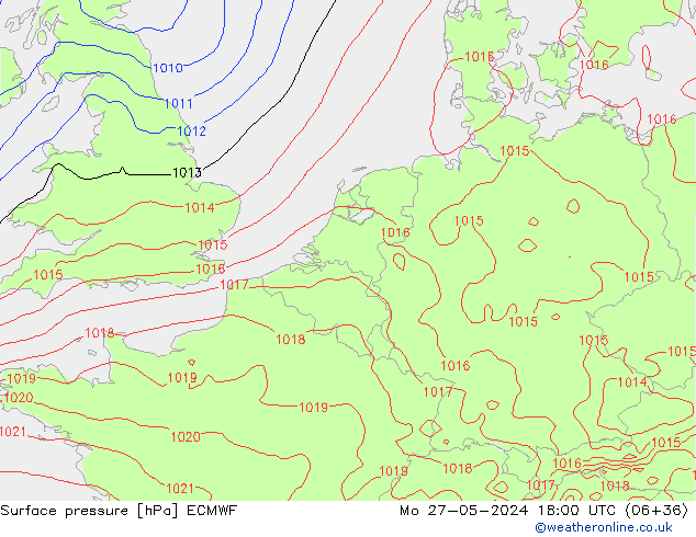 Bodendruck ECMWF Mo 27.05.2024 18 UTC