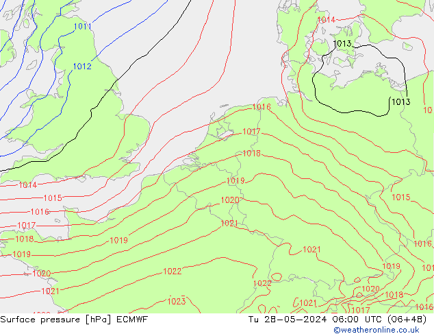 Bodendruck ECMWF Di 28.05.2024 06 UTC