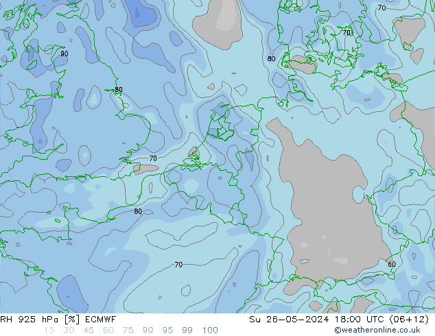 Humedad rel. 925hPa ECMWF dom 26.05.2024 18 UTC