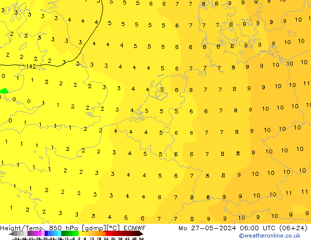 Z500/Rain (+SLP)/Z850 ECMWF lun 27.05.2024 06 UTC