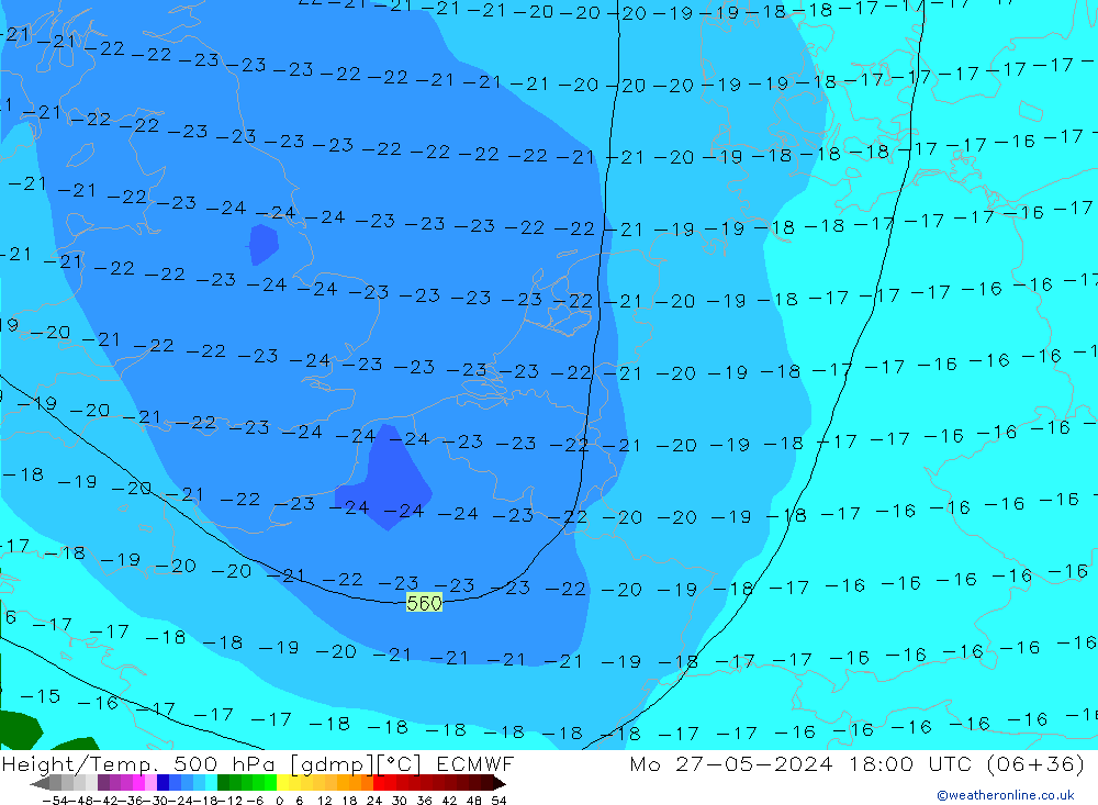 Z500/Regen(+SLP)/Z850 ECMWF ma 27.05.2024 18 UTC