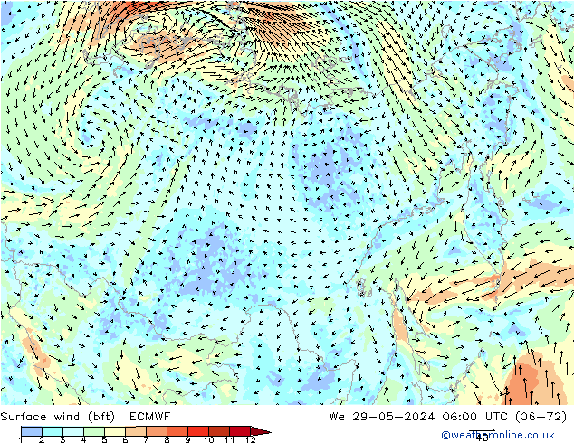  10 m (bft) ECMWF  29.05.2024 06 UTC