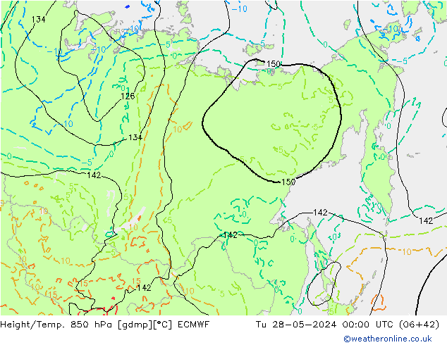 Z500/Rain (+SLP)/Z850 ECMWF Di 28.05.2024 00 UTC