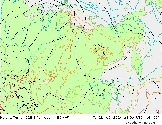 Géop./Temp. 925 hPa ECMWF mar 28.05.2024 21 UTC