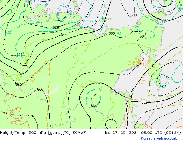 Géop./Temp. 500 hPa ECMWF lun 27.05.2024 06 UTC