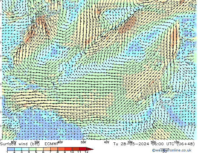 Wind 10 m (bft) ECMWF di 28.05.2024 06 UTC