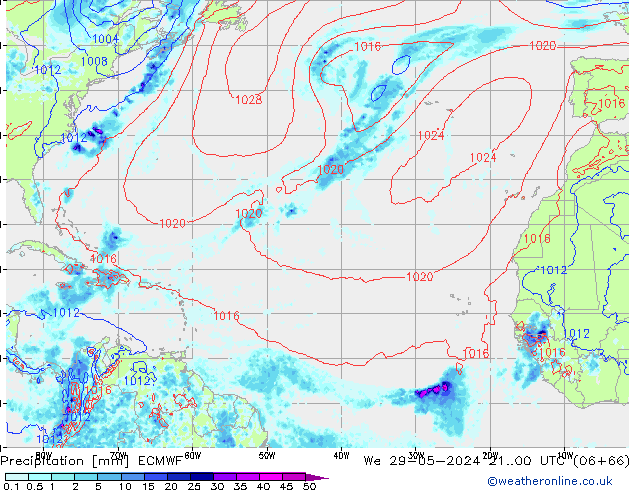 Precipitation ECMWF We 29.05.2024 00 UTC