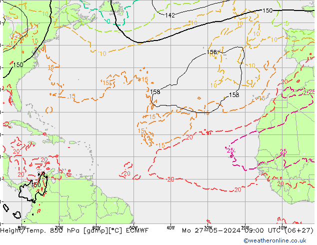 Height/Temp. 850 hPa ECMWF Po 27.05.2024 09 UTC