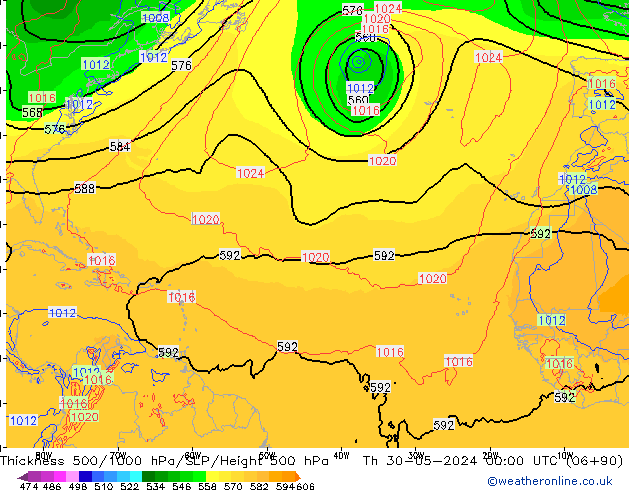 Schichtdicke 500-1000 hPa ECMWF Do 30.05.2024 00 UTC