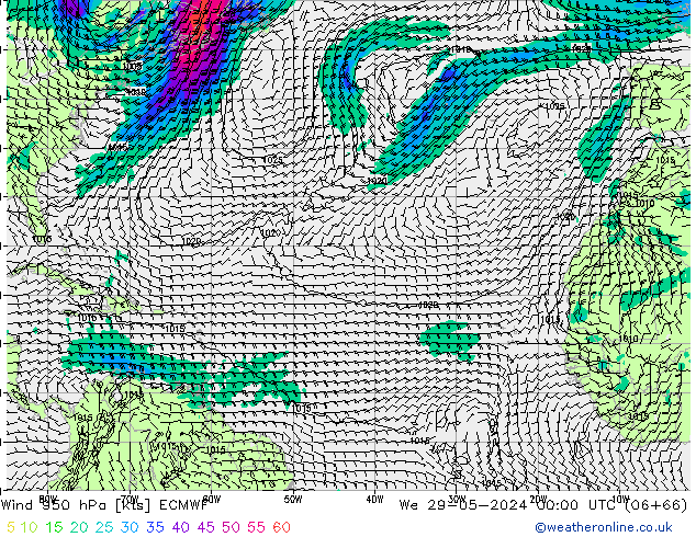 Wind 950 hPa ECMWF We 29.05.2024 00 UTC