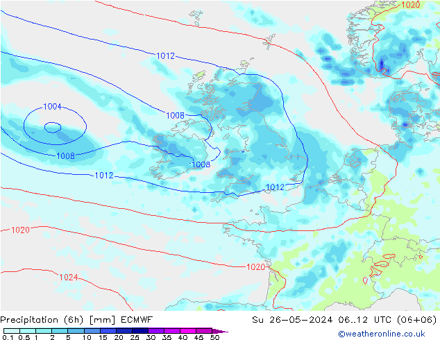 Z500/Rain (+SLP)/Z850 ECMWF Ne 26.05.2024 12 UTC