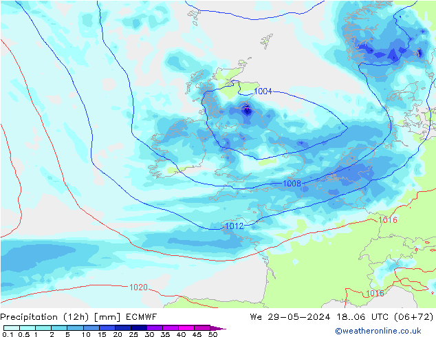 осадки (12h) ECMWF ср 29.05.2024 06 UTC