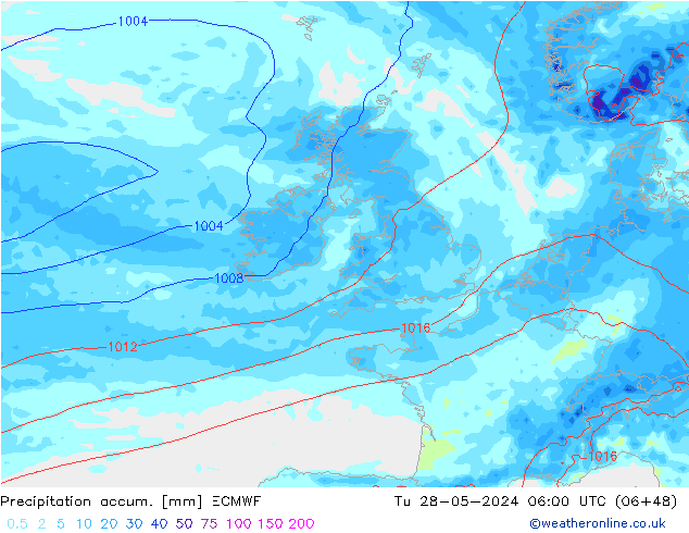 Precipitation accum. ECMWF  28.05.2024 06 UTC