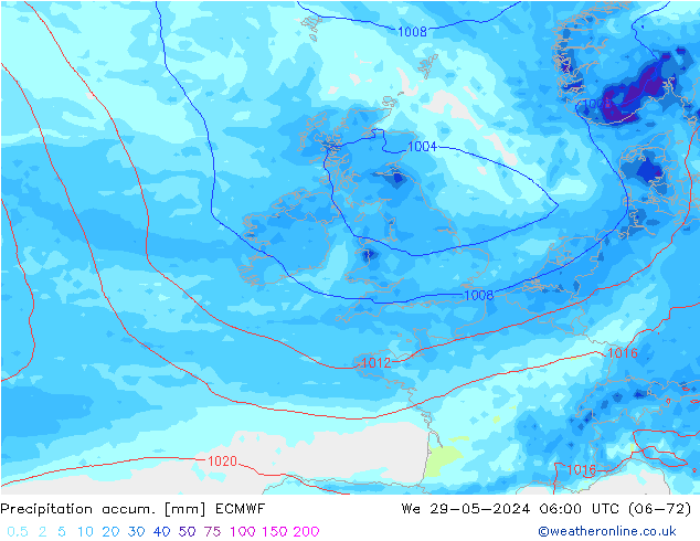 Precipitation accum. ECMWF ср 29.05.2024 06 UTC